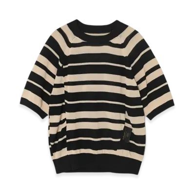 UNDERCOVER Paper Cotton Knit Pullover "Beige Border"