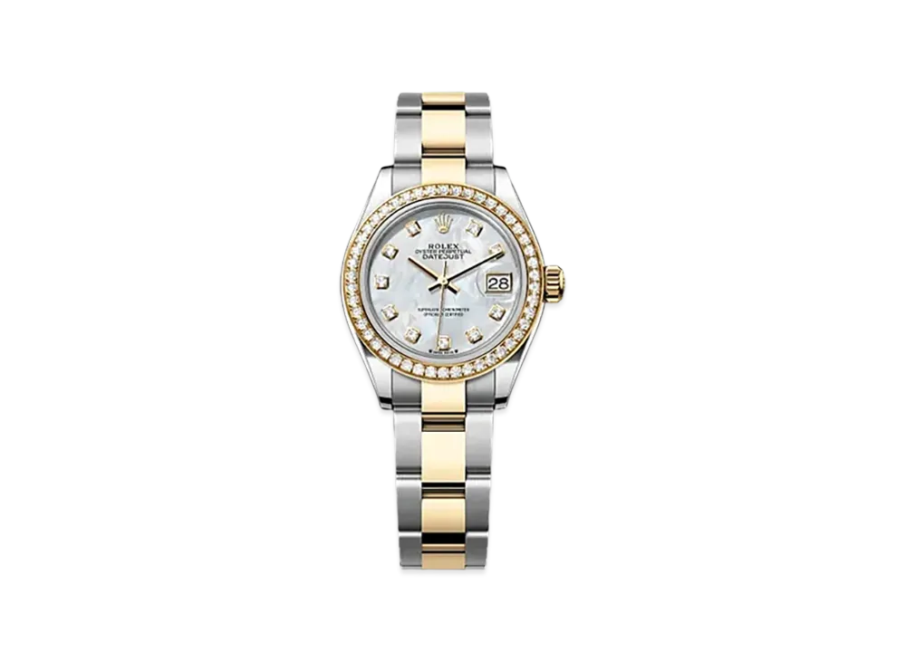 ROLEX Lady-Datejust 28mm Oystersteel & Yellow Gold Diamond 279383RBR "White Mother-of-Pearl"