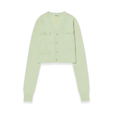 AURALEE Super High Gauge Cotton Knit Cardigan "Light Pistachio"