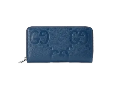 GUCCI Jumbo GG Zip Around Wallet "Blue"