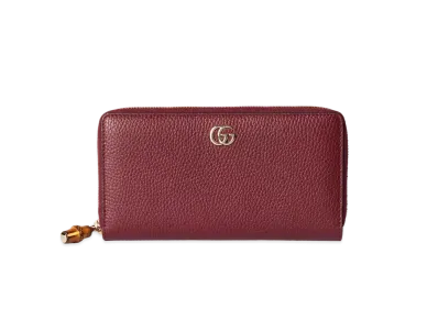 GUCCI Double G Zip Wallet with Bamboo "Rosso Ancora"
