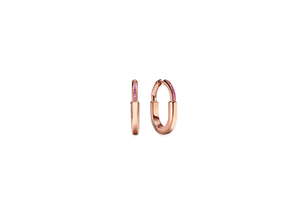 Tiffany & Co. Tiffany Lock Medium Earrings with Sapphires 18K "Rose Gold"