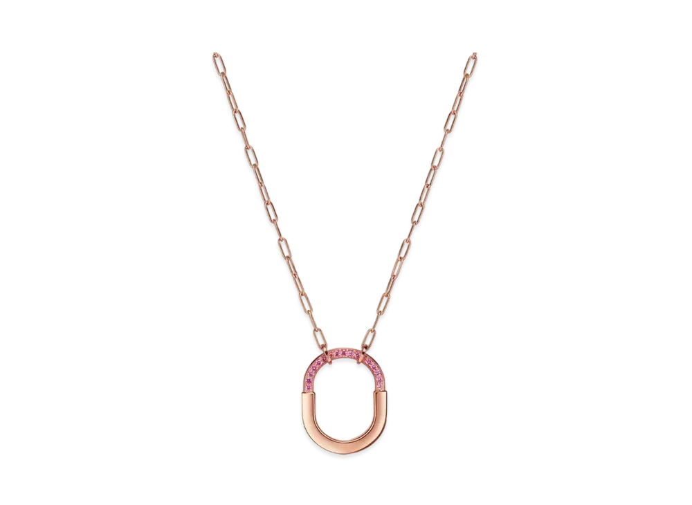Tiffany & Co. Tiffany Lock Medium Pendant with Sapphires18K "Rose Gold"