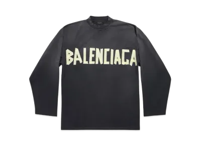 BALENCIAGA MENS Tape Type Long Sleeve T-shirt Oversized "Black"