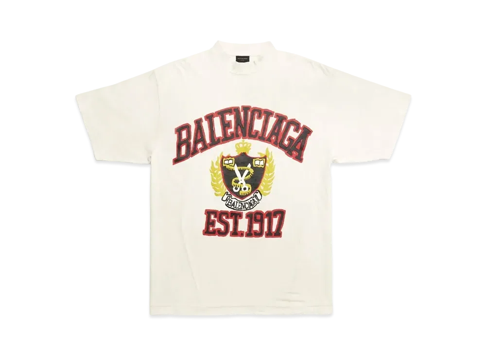 BALENCIAGA Women's Diy College T-shirt Medium Fit "White"