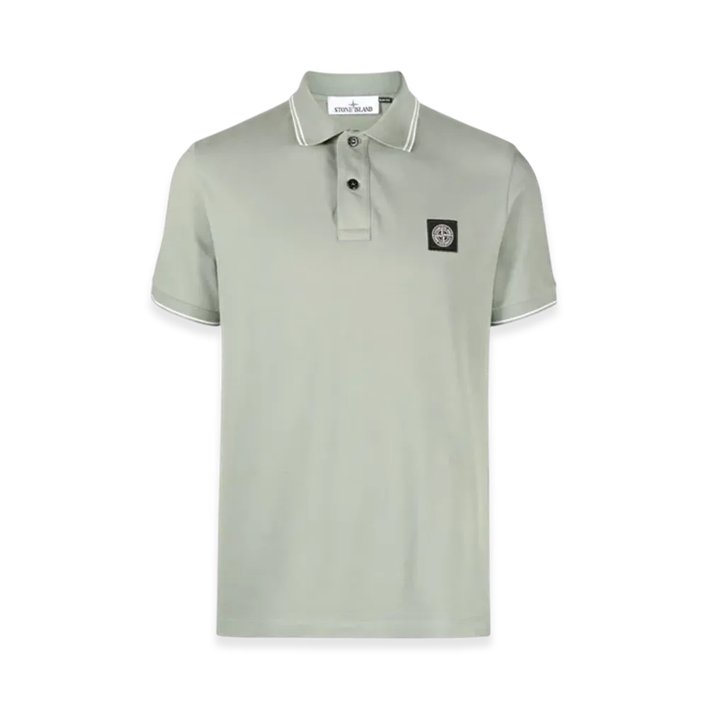 Stone Island 2SC18 Stretch Cotton Pique Short Sleeve Polo Shirt - 23FW "Sage Green"