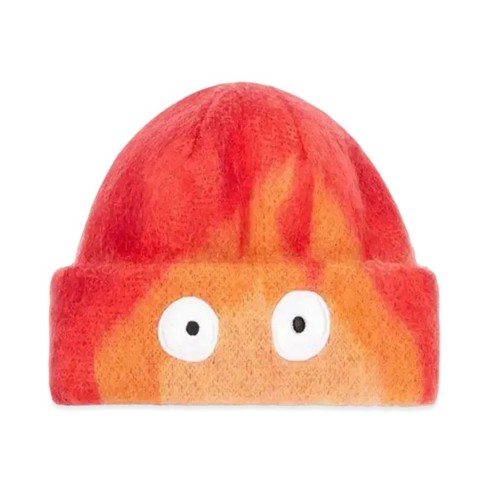 LOEWE x Howl's Moving Castle Calcifer Beanie In Mohair and Wool Blend "Orange/Red"
