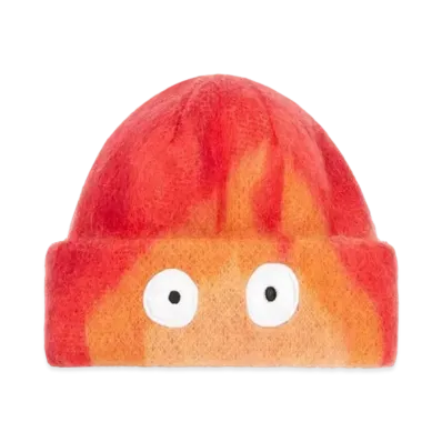 LOEWE x Howl's Moving Castle Calcifer Beanie In Mohair and Wool Blend "Orange/Red"