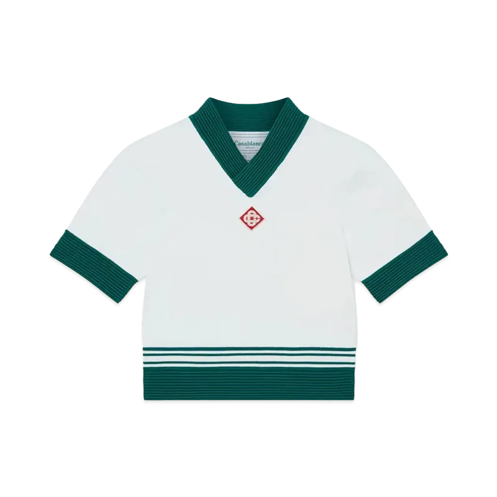 Casablanca Draped Tennis Top "White, Green"