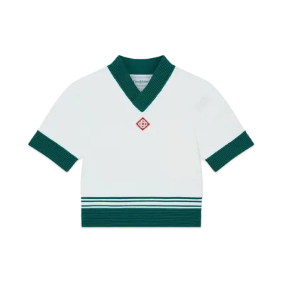 Casablanca Draped Tennis Top "White, Green"
