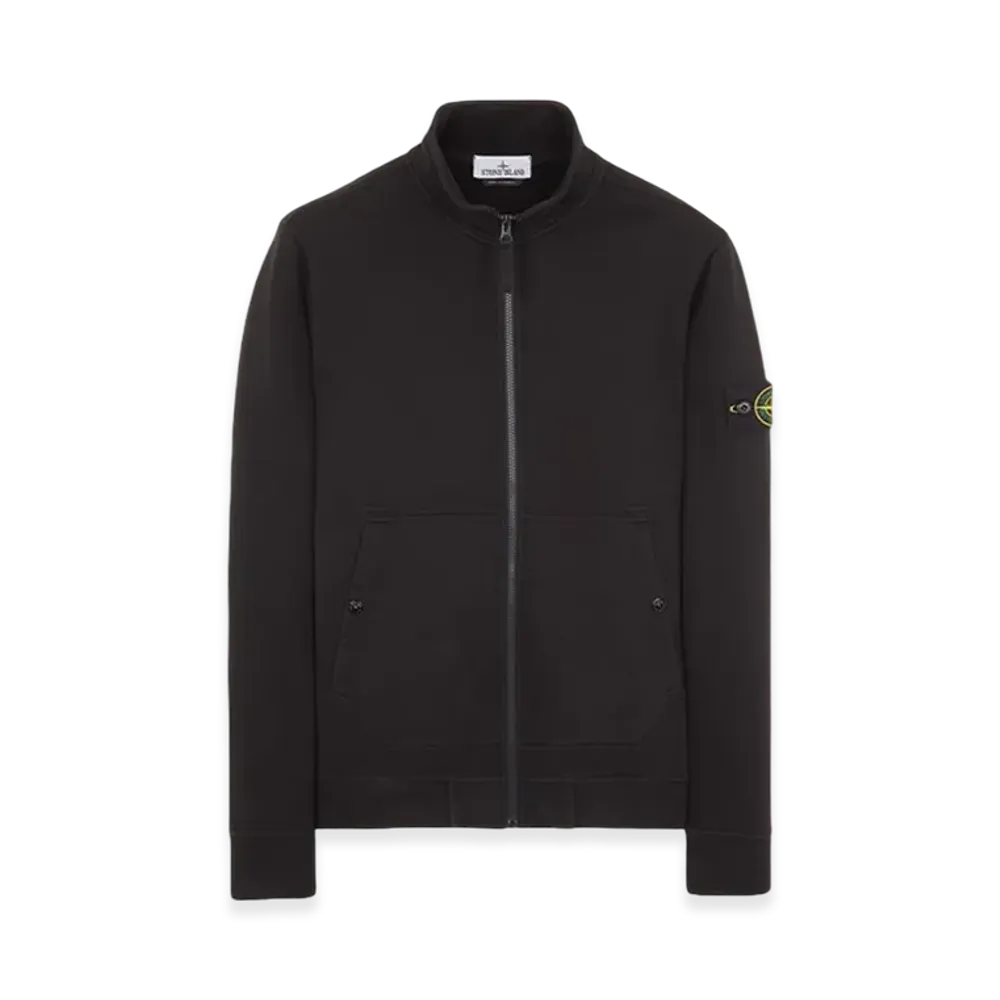 Stone Island 62820 Brushed Cotton Fleece Garment Dyed Full Zip Up Sweatshirt - 23FW "Black"