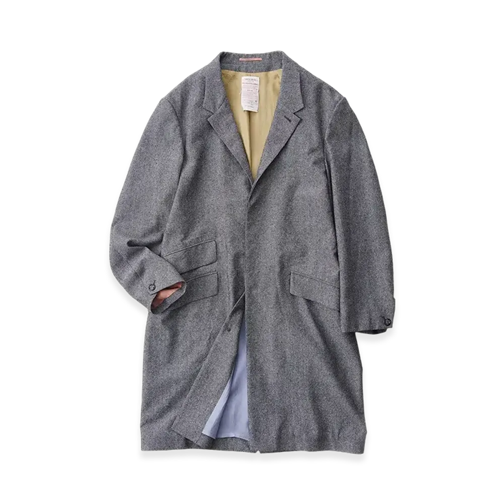 NICENESS Mensi Wool Silk Chambray Chester Coat "Gray"