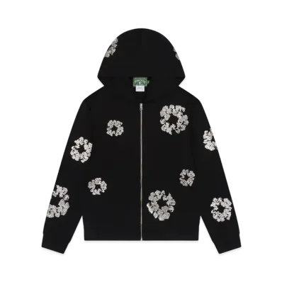 DENIM TEARS Cashmere Swarovski Cotton Wreath Zip Hoodie "Black"