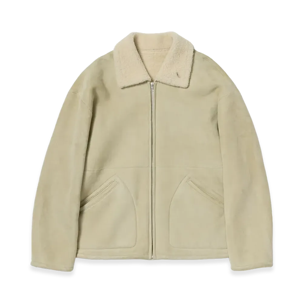 AURALEE Women's Merino Mouton Zip Blouson "Ivory Lime"