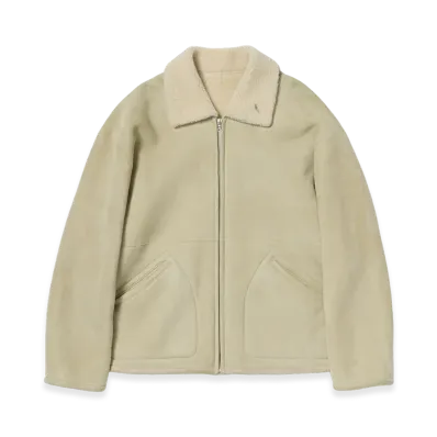 AURALEE Women's Merino Mouton Zip Blouson "Ivory Lime"
