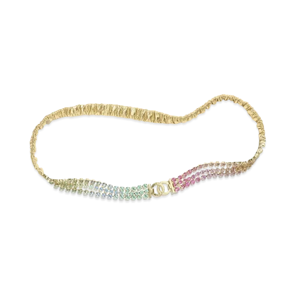 CHANEL Belt Lambskin Gold Tone Metal & Strass "Gold/Multicolor"