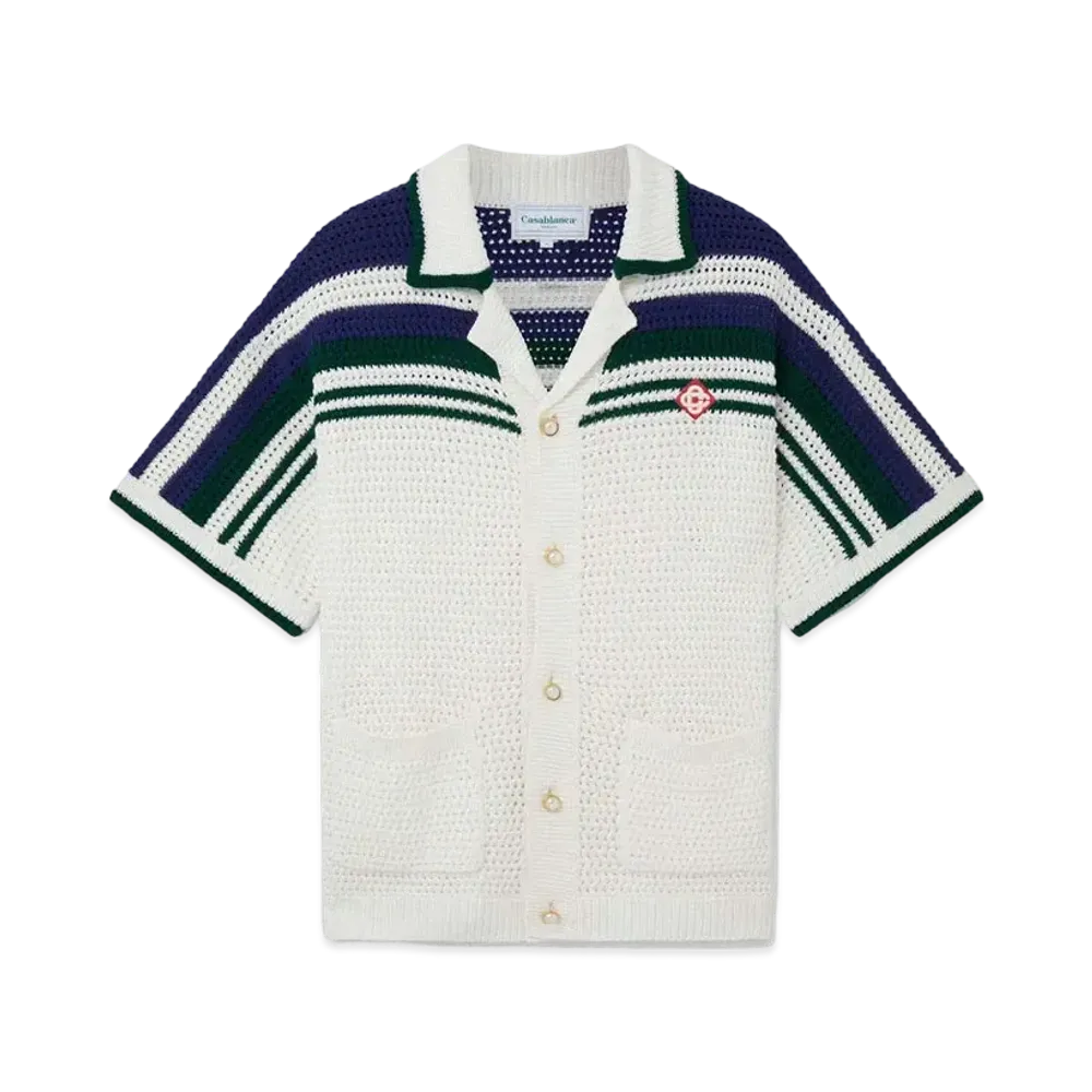 Casablanca Women's Crochet Tennis Shirt "White"