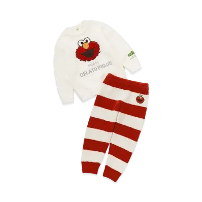 GELATO PIQUE x Sesame Street Kids Jacquard Pullover & Long Pants Set "Red"