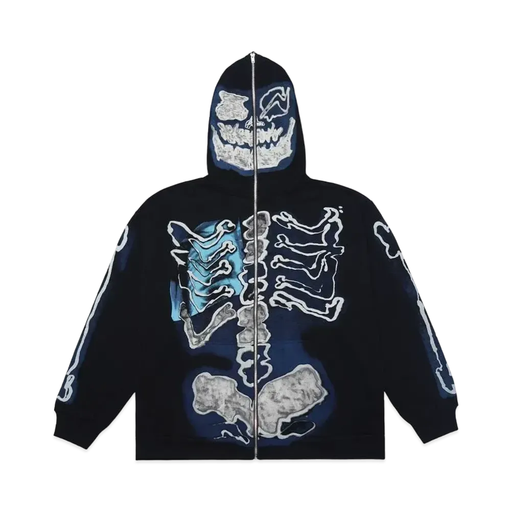 Travis Scott Cactus Jack For Fragment Skeleton Graffiti Full Zip Hoodie "Black"