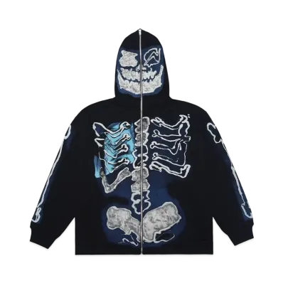 Travis Scott Cactus Jack For Fragment Skeleton Graffiti Full Zip Hoodie "Black"