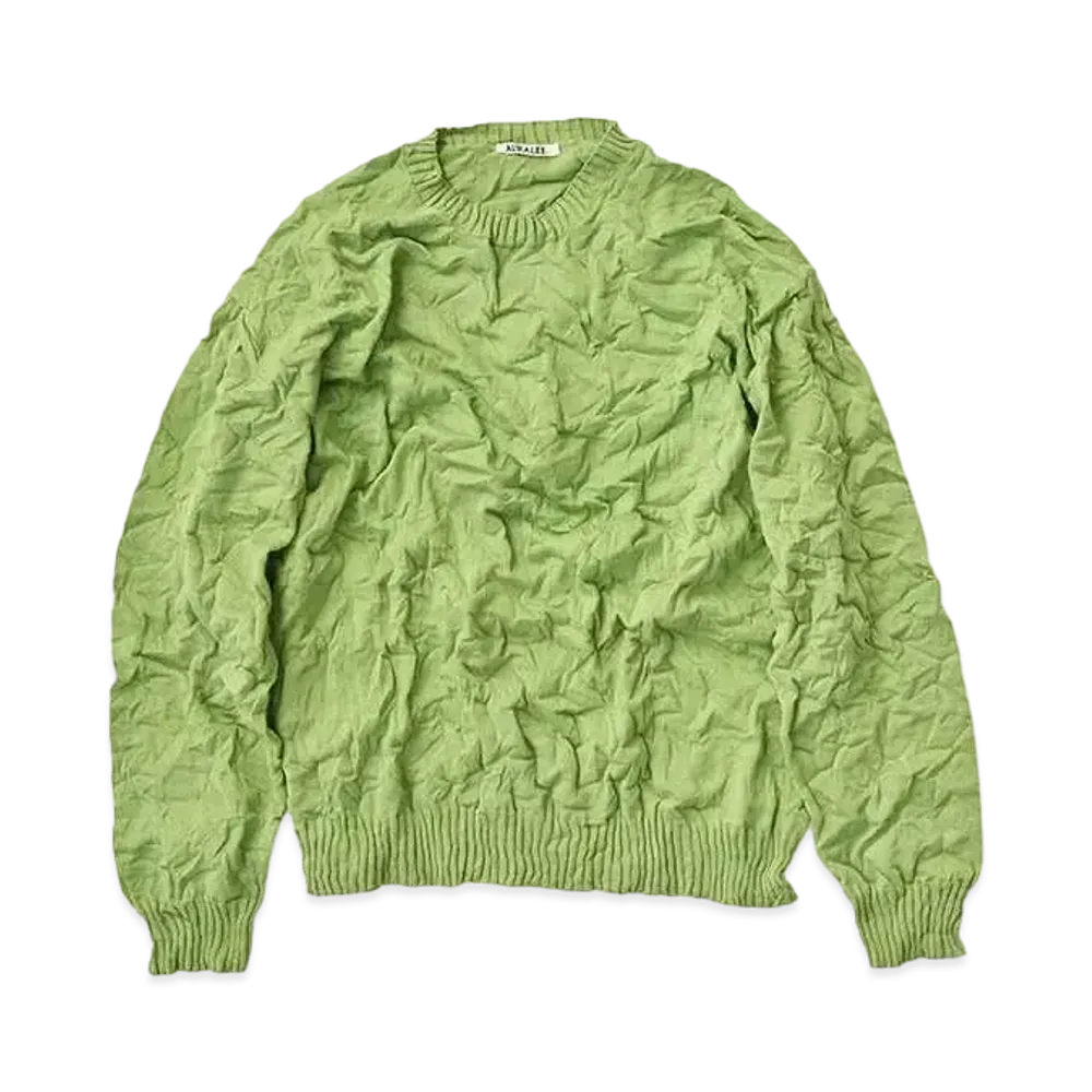 AURALEE Wrinkled Dry Cotton Knit P/O "Sage Green"