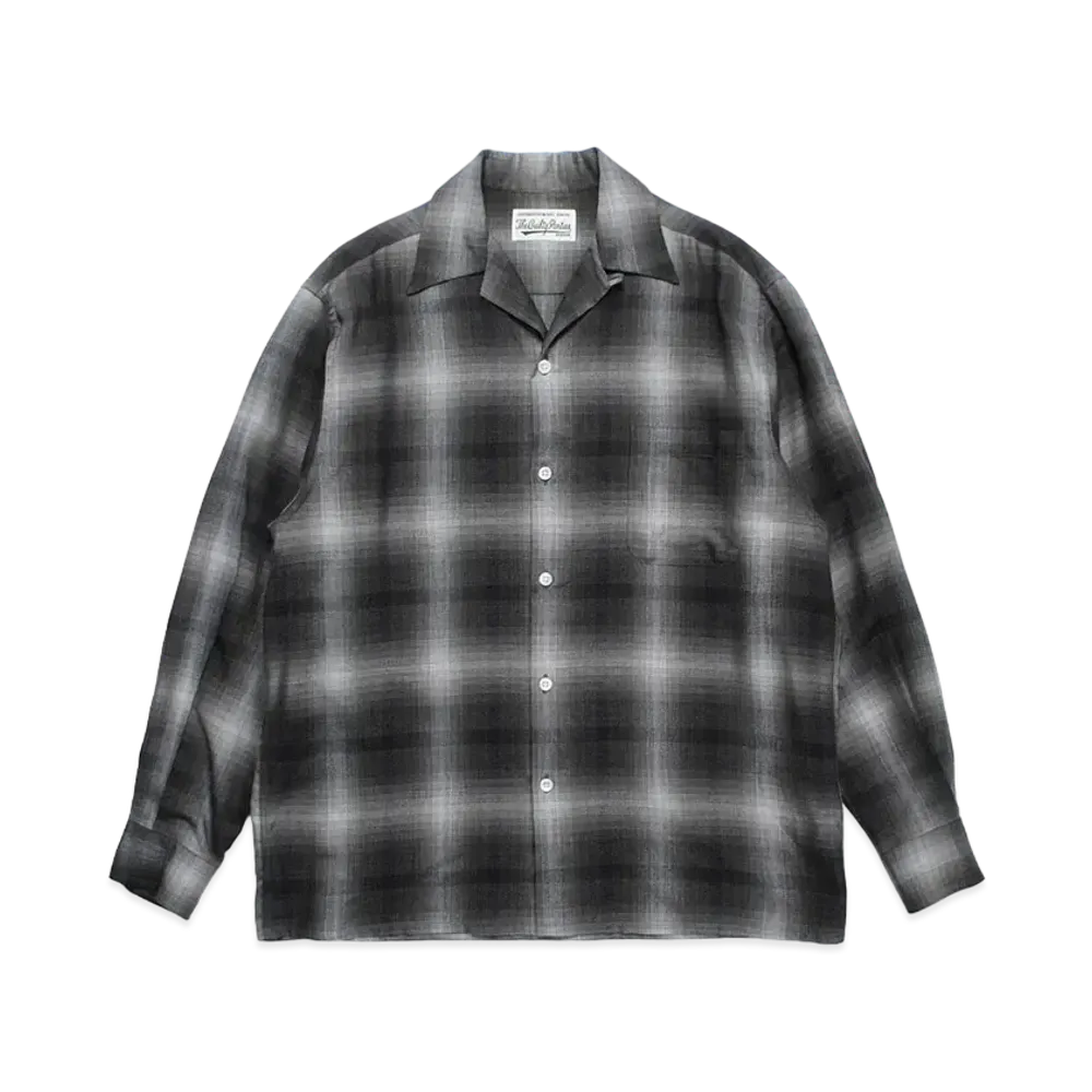 WACKO MARIA Check Open Collar Shirt "Gray"