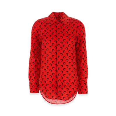 Marine Serre Women's Printed Satin Shirt "Red"