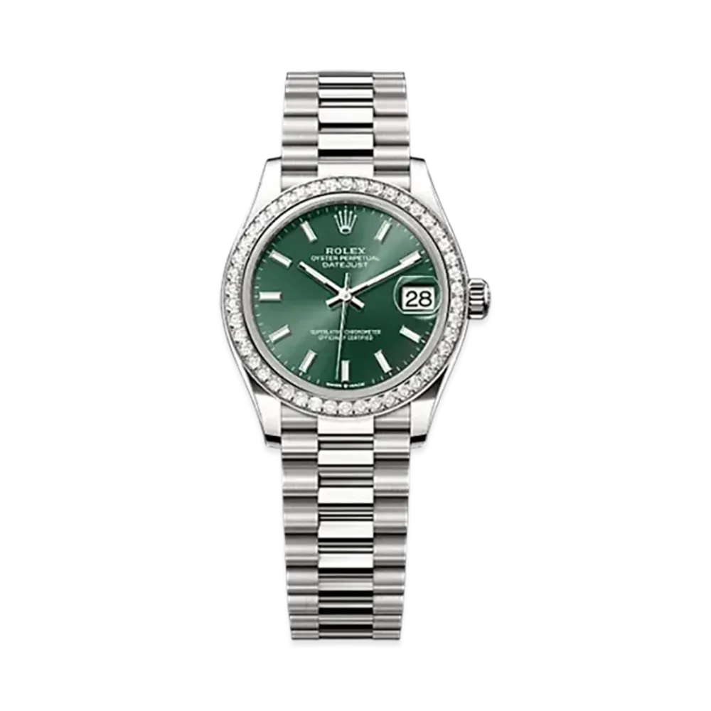 ROLEX Datejust 31mm White Gold Diamond 278289RBR "Mint Green"