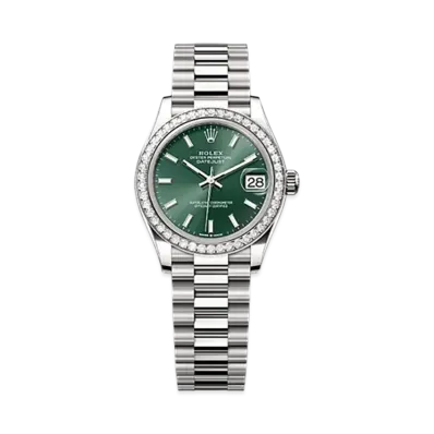ROLEX Datejust 31mm White Gold Diamond 278289RBR "Mint Green"