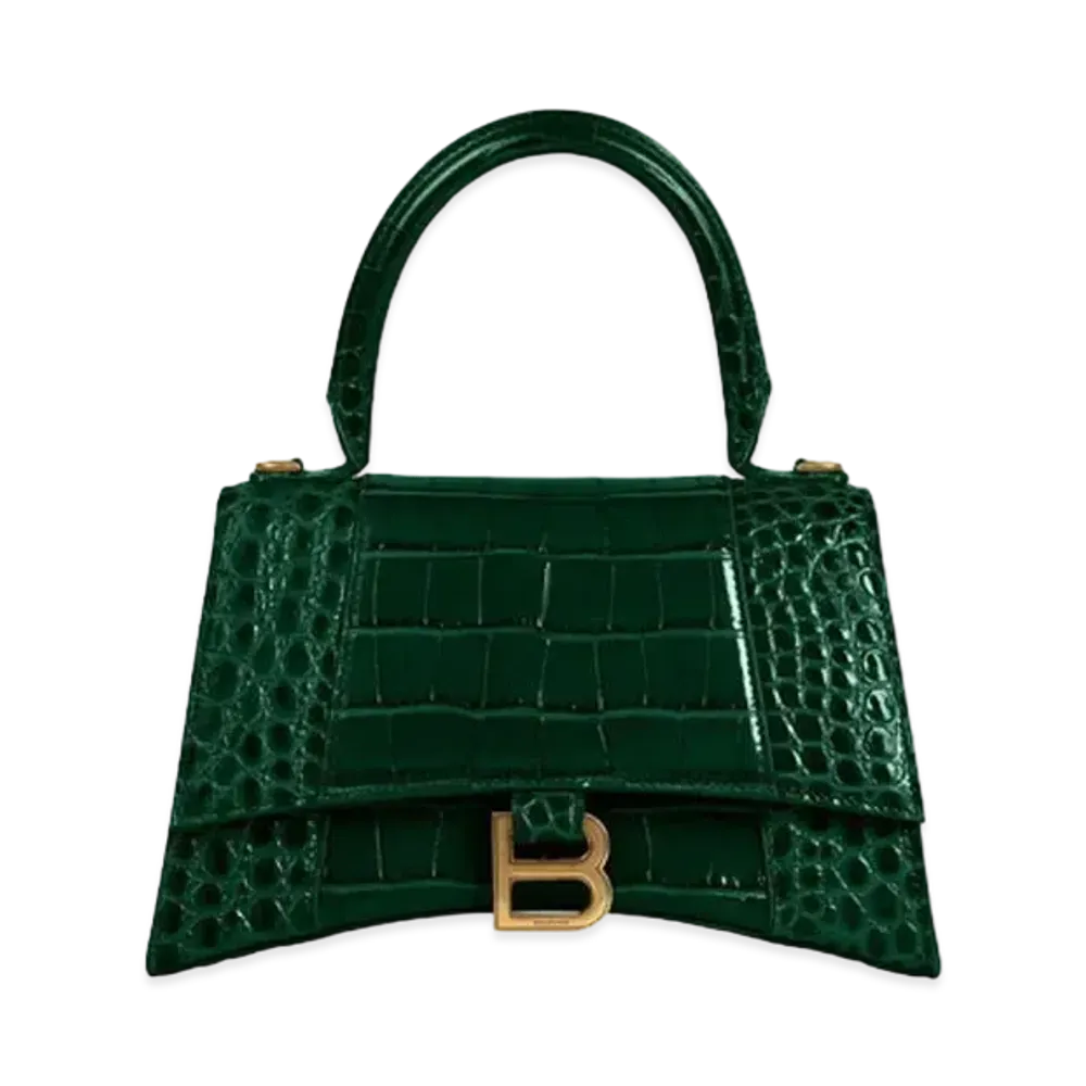 BALENCIAGA Women's Hourglass Small Top Handle Bag "Forest Green"