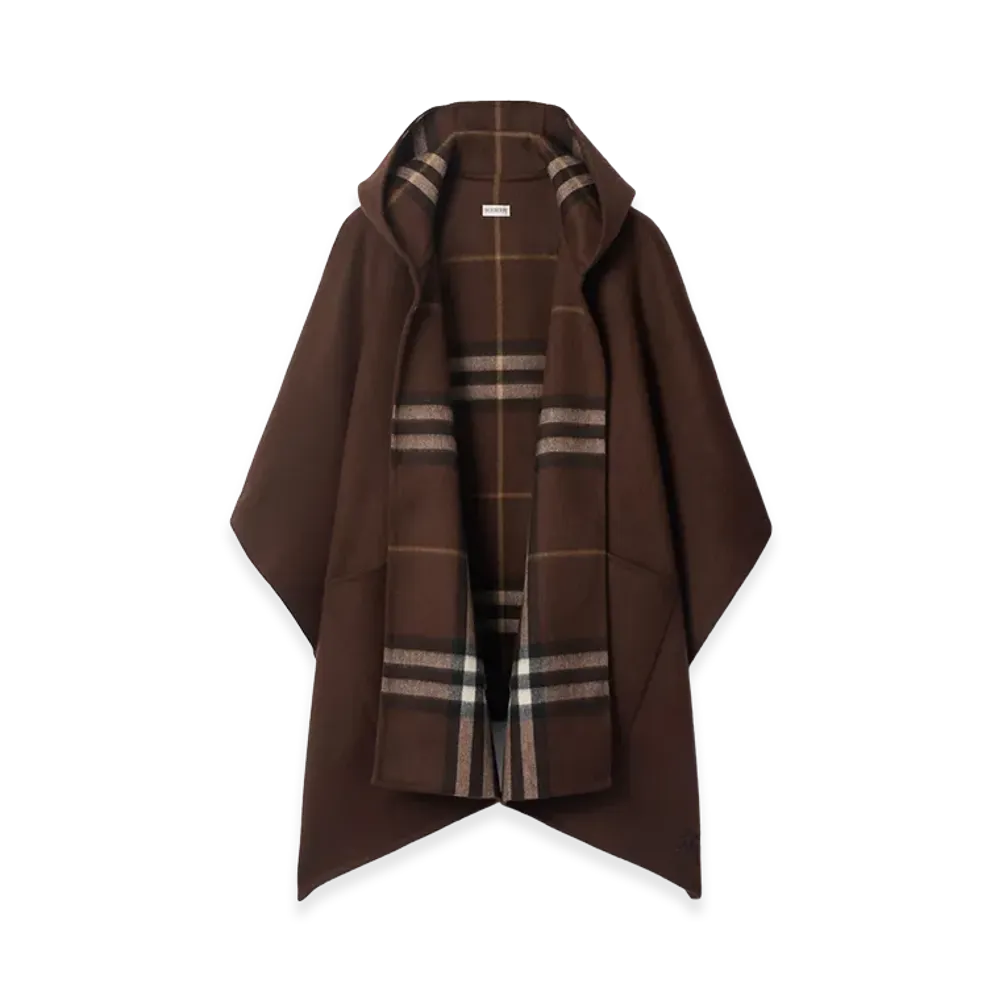 Burberry Women's Cashmere Hooded Cape "Treacle Brown"