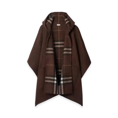 Burberry Women's Cashmere Hooded Cape "Treacle Brown"