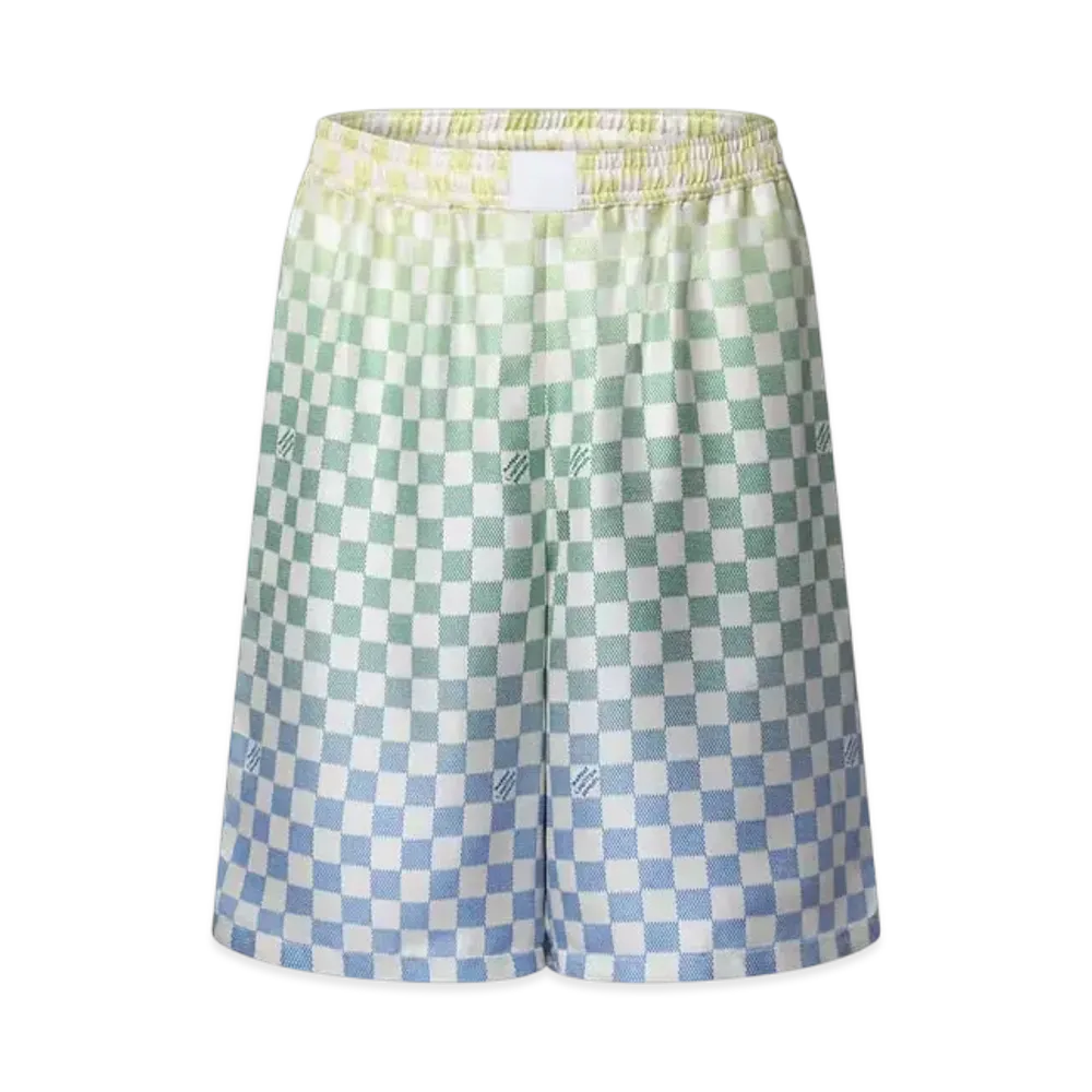 Louis Vuitton Men's Damier Gradient Printed Silk Shorts "Multicolore"