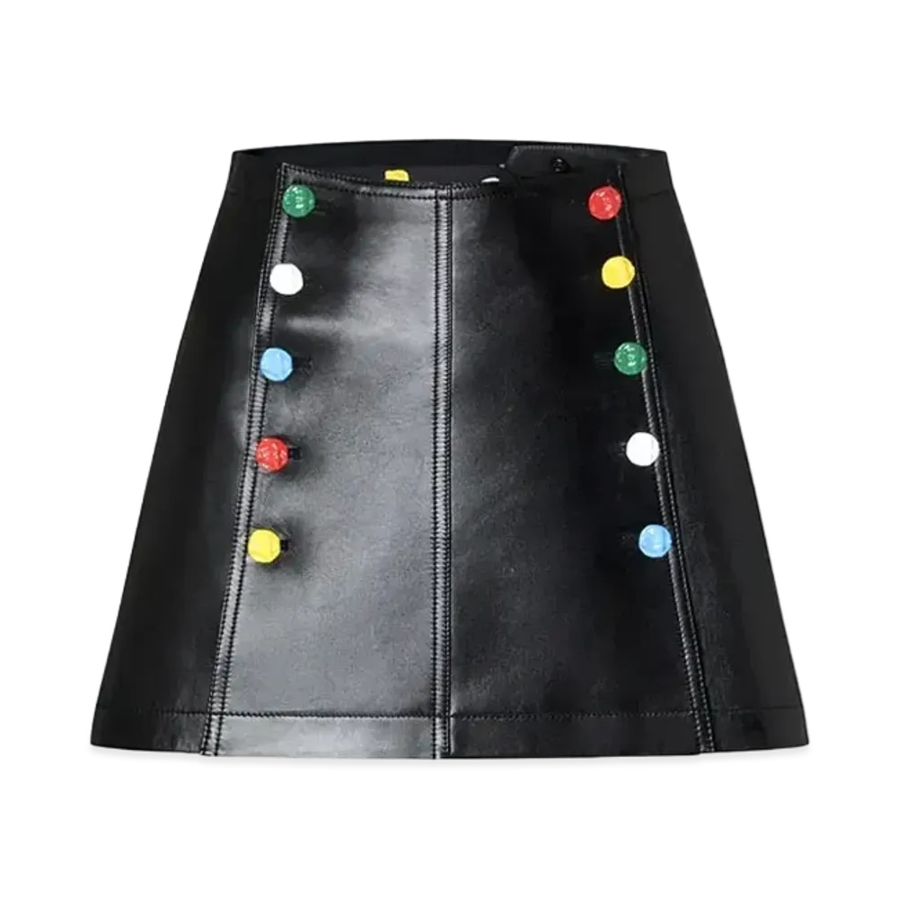 Louis Vuitton x Yayoi Kusama Buttons Leather Mini Skirt "Noir"
