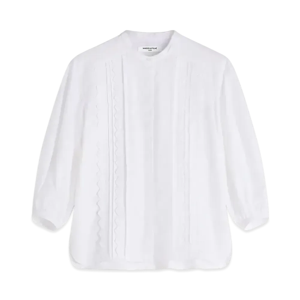 Maison Kitsune Craft Embroidery Maxi Sleeve Shirt "White"
