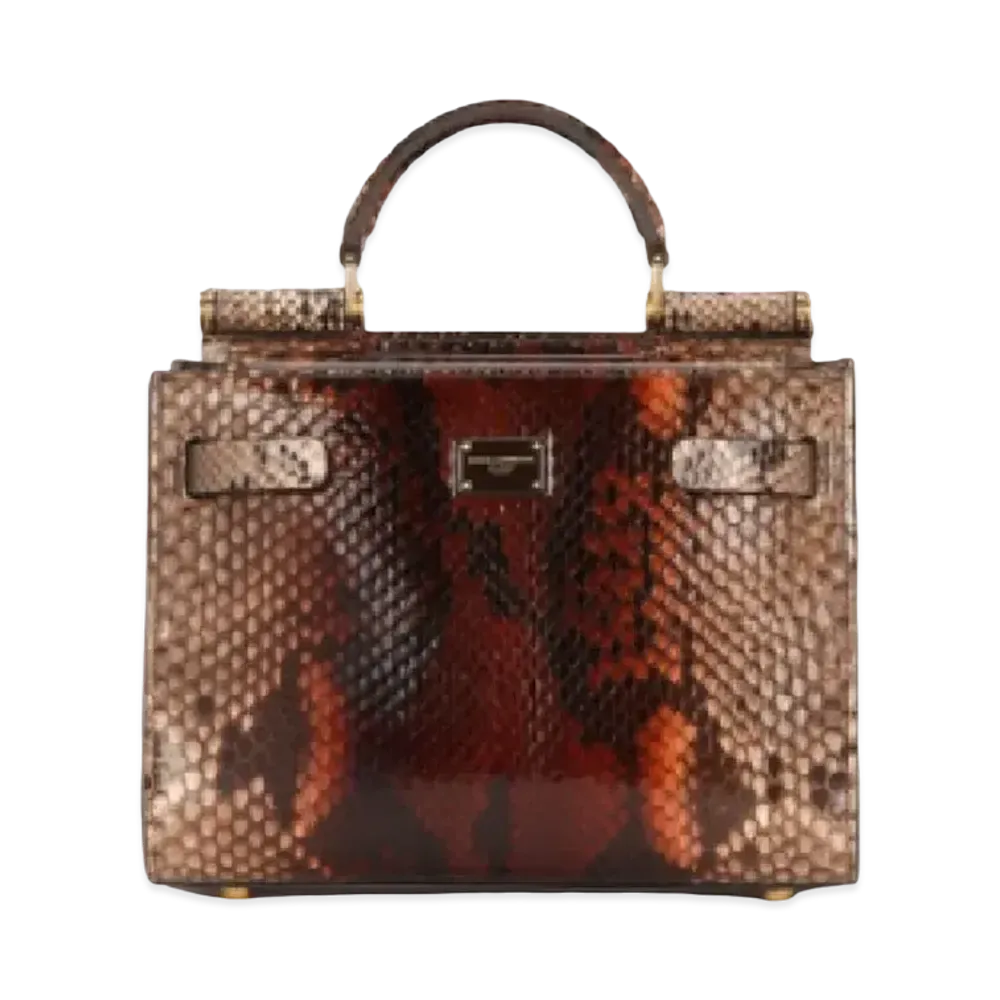 Dolce&Gabbana Sicily 62 Bag Small Python Twin Color "Beige"