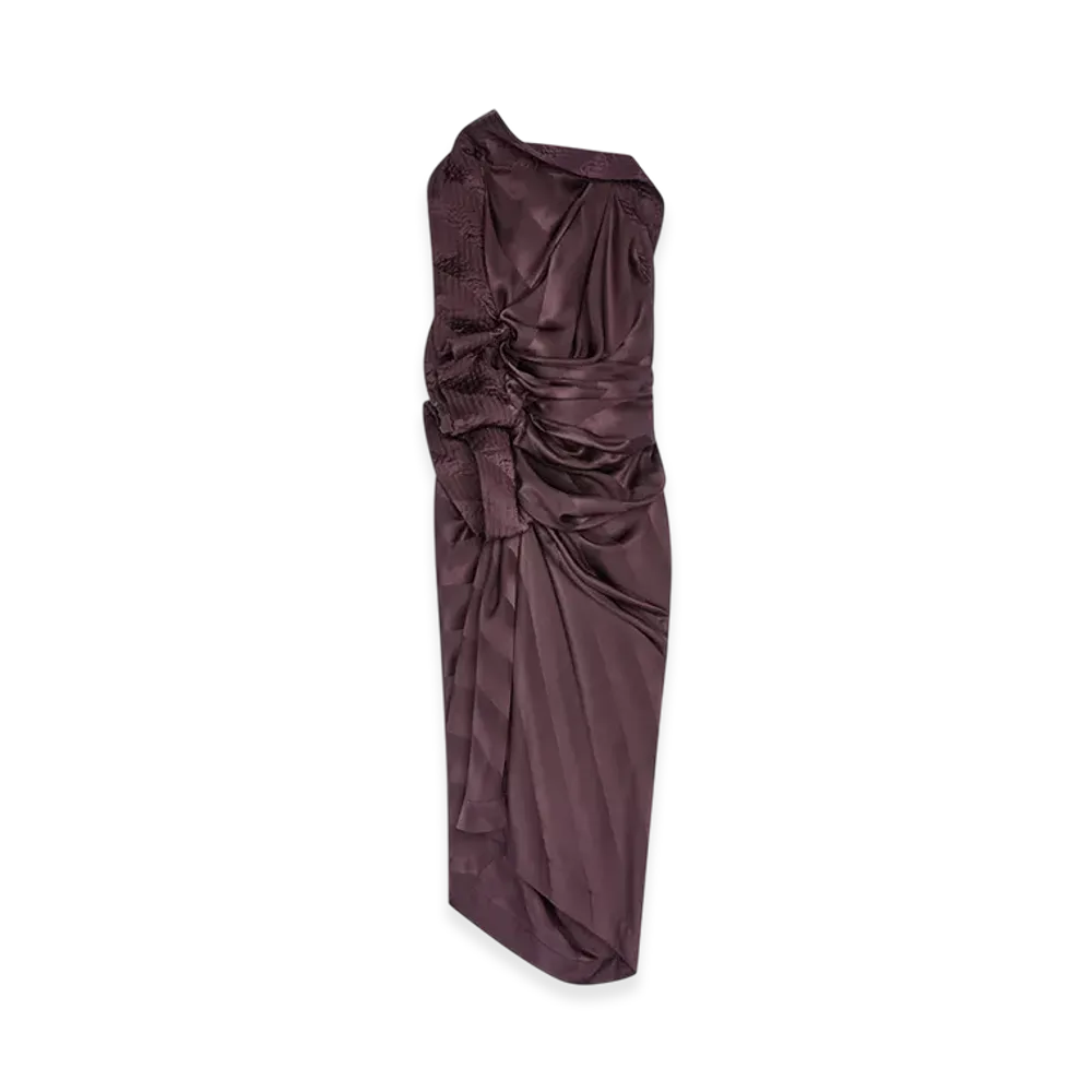 DRIES VAN NOTEN Women's Draped Silk Dress "Dark purple"