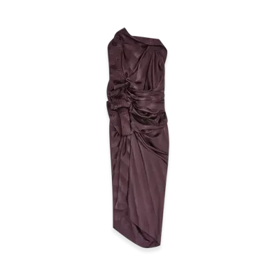 DRIES VAN NOTEN Women's Draped Silk Dress "Dark purple"