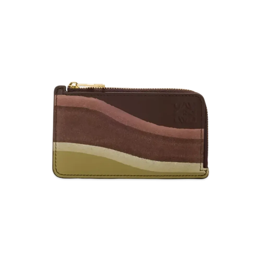 LOEWE Coin Landscape Card Holder "Chocolate/Light Moss"