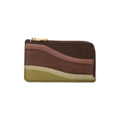 LOEWE Coin Landscape Card Holder "Chocolate/Light Moss"
