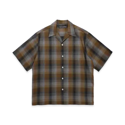 WACKO MARIA Ombre Check Open Collar Shirt "Brown"