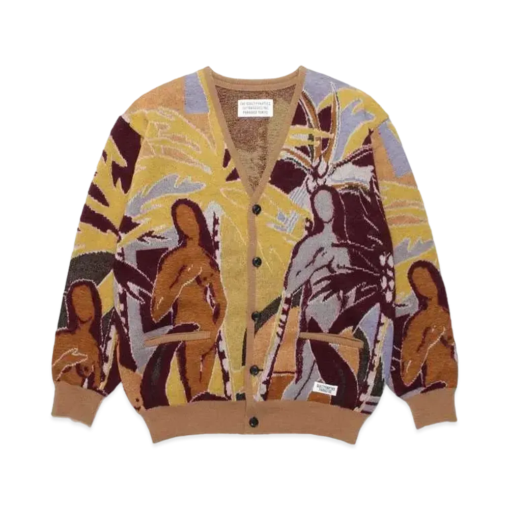 WACKO MARIA Yula Paradisezu Mohair Knit Jacquard Cardigan "Beige"