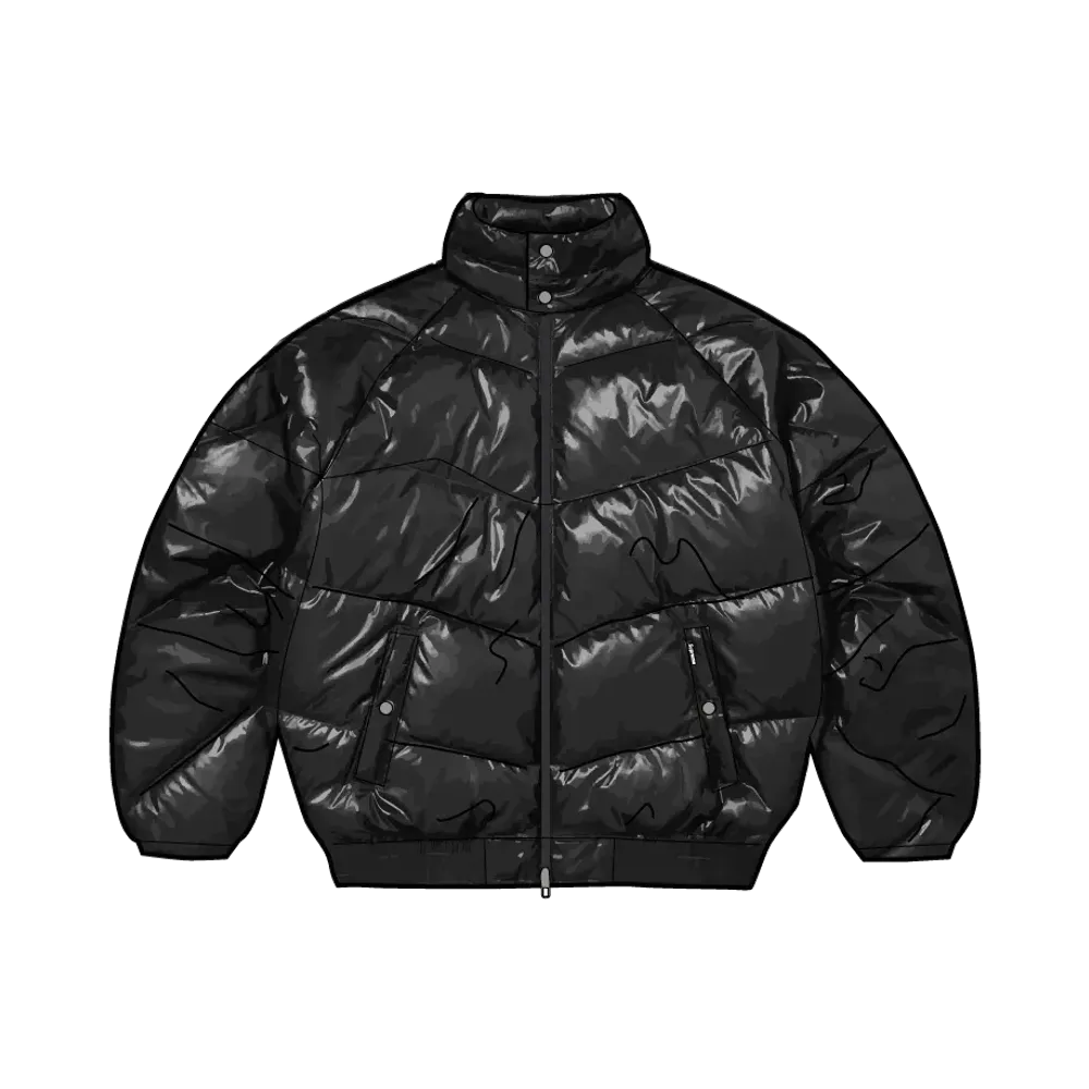Supreme x Schott Glossy Lightweight Down Puffer Jacket "Black"