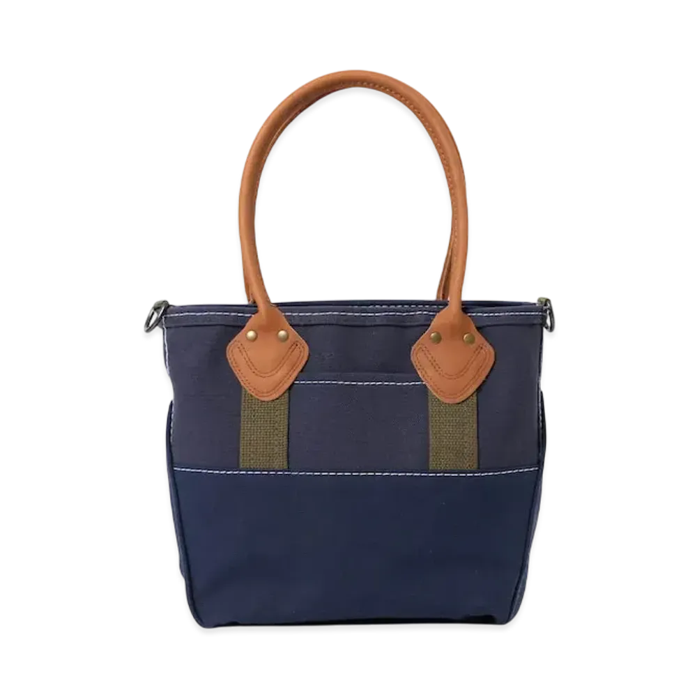 L.L.Bean x BEAMS BOY Deep Bottom Leather Handle Zip Tote S "Navy"
