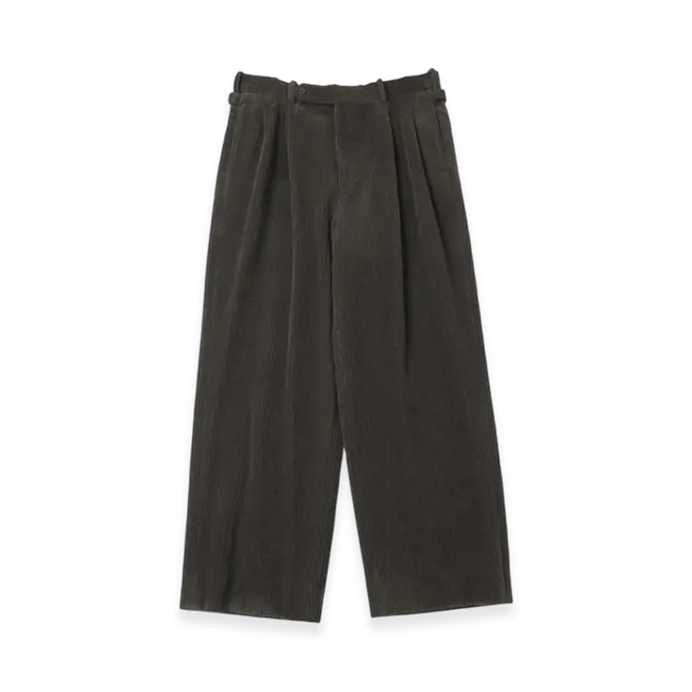 A.PRESSE Wool Corduroy Wide Tapered Trousers "Khaki"