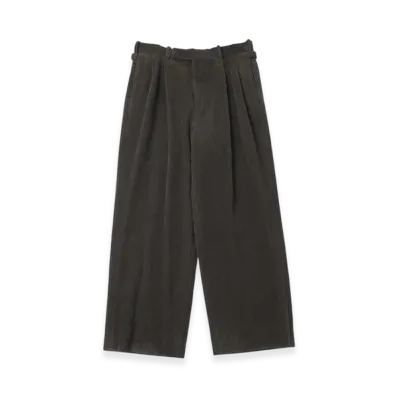 A.PRESSE Wool Corduroy Wide Tapered Trousers "Khaki"