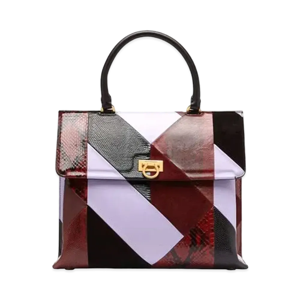 Salvatore Ferragamo Trifolio Handbag (M) "Red/Carmine/Black"