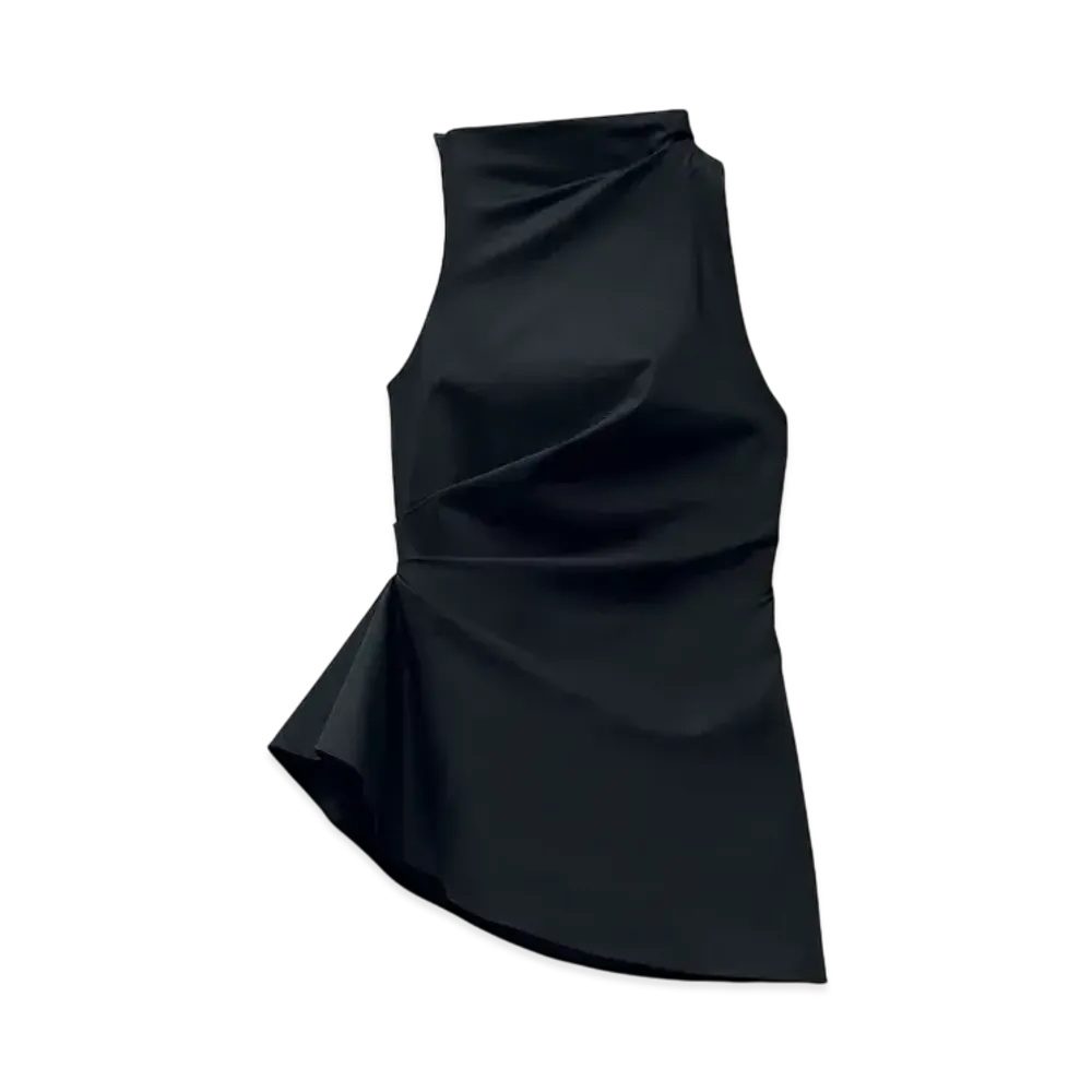 Alexander McQUEEN Asymmetric Gathered Top "Black"