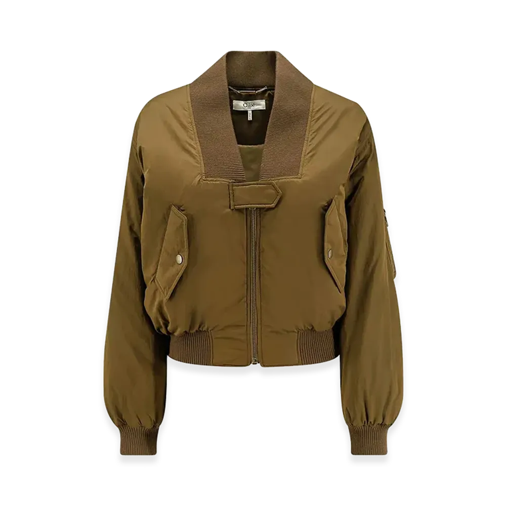 Chloe Women's Polyester Blend Bomber Jacket "Brown"