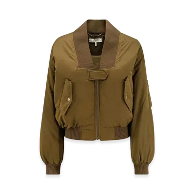 Chloe Women's Polyester Blend Bomber Jacket "Brown"